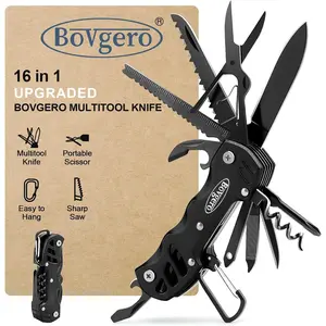 Multitool Knife, 16 in 1 Pocket Knife, Handmade Multi Tool Knife, Birthday Christmas Gift for Men Women Him Her Boyfriend Girlfriend Dad Husband, Black