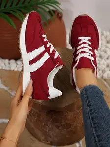 Women's Retro Colorblock German Training Shoes, Casual Vintage Style, All-Season Comfortable Versatile Footwear, Perfect for Street & Commute