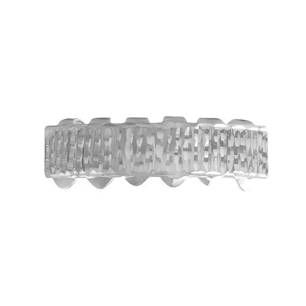 Diamond-Cut Grillz, Silicone Bottom Teeth Bar - Custom Fit, Removable Solid Brass Single Costume Body Jewelry Fashion Accessory for Decoration, Single Item, Easy Install, Cannot Be Worn Over Braces, Box, Lower Teeth, Hip Hop Enthusiasts, No Need For Mold,