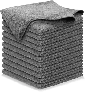 Microfiber Cleaning Cloth Grey - 12 Pcs (12.5"x12.5") - 1200 Washes, Ultra Absorbent Microfiber Towel Weave & Liquid for Streak-Free Mirror Shine - Car Washing Cloth Home Cleaning Cloth