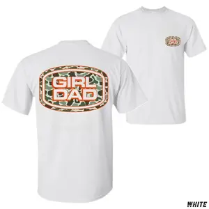 Camo Graphic Girl Dad T-Shirt, Comfortable Cotton Crewneck for Proud Fathers, Unique Unisex Menswear, Perfect Fatherhood Gift, Casual Daily Wear	