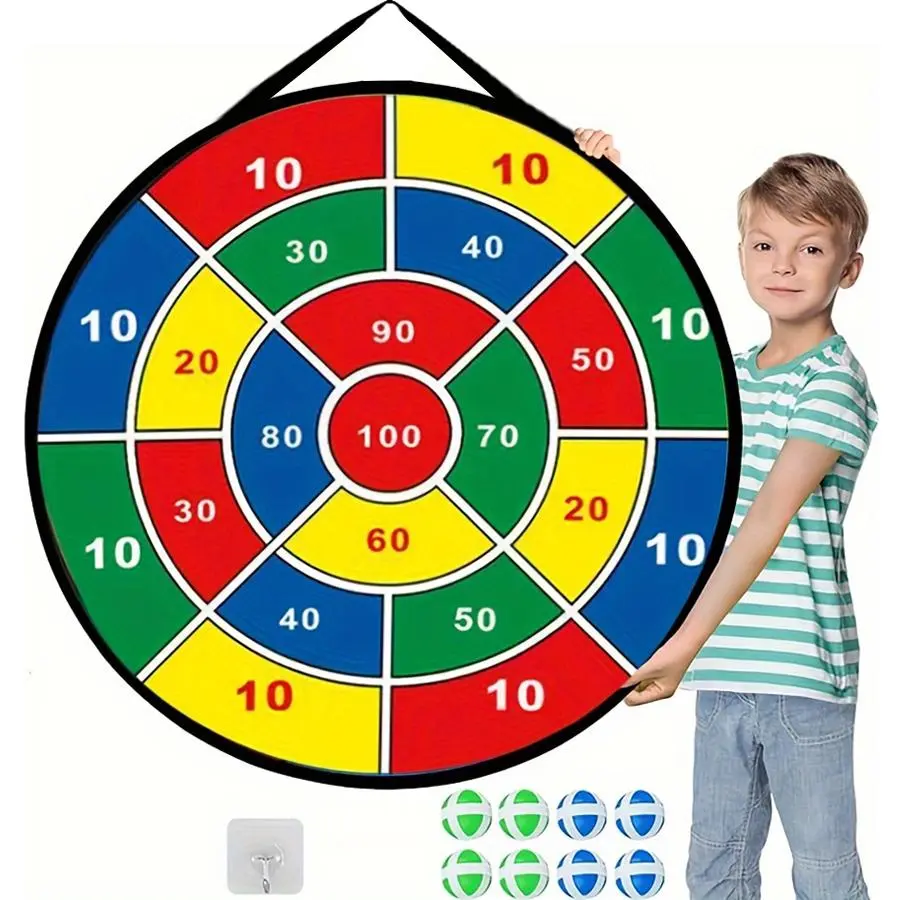 Random Color Large Sticky Ball Dart Board with 12 Balls (1 Set), Indoor Fun Sticky Ball Dart Board Toy Set, Sports Toy for Entertaining Game, Darts Sets, Dartboard