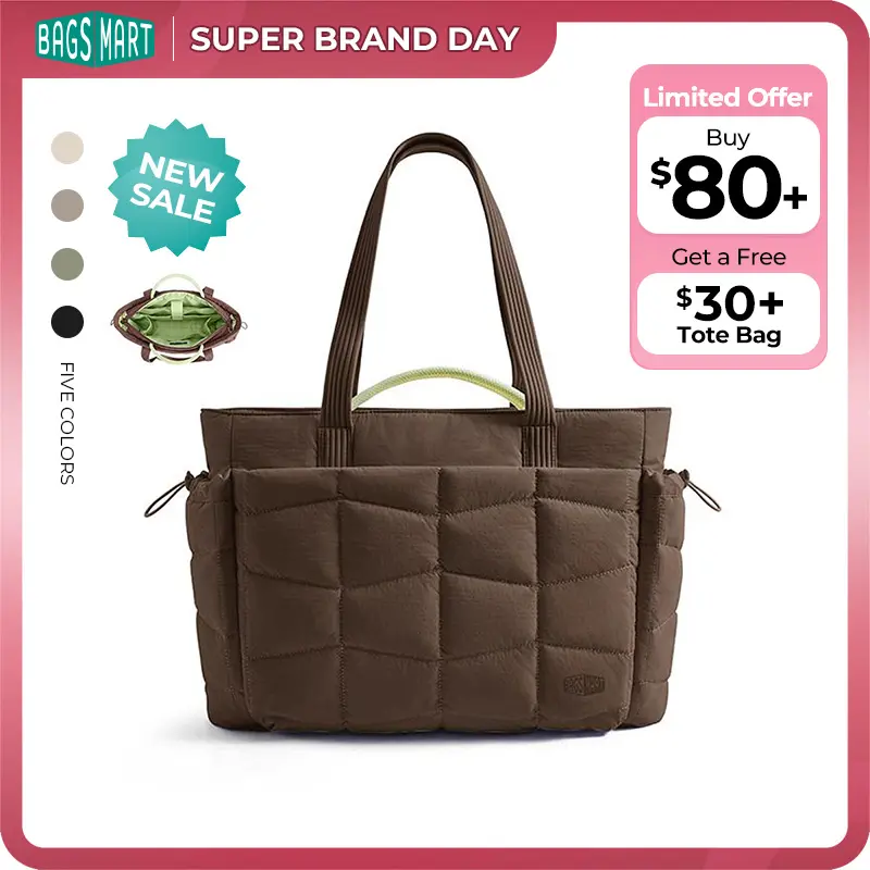 【NEW IN】BAGSMART TRINI Tote Bag for Women, Communter Tote for Daily Use, Large Capacity Lightweight Tote with Multiple Compartments for Travel & Work tiktokshopbacktoschool