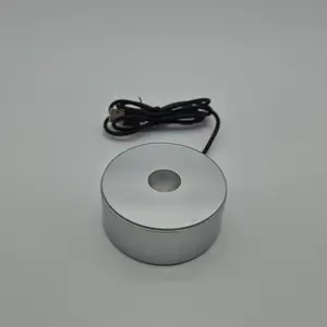 LED Crystal Light Base - 3in Metal Display Stand (Multi-Color LED)