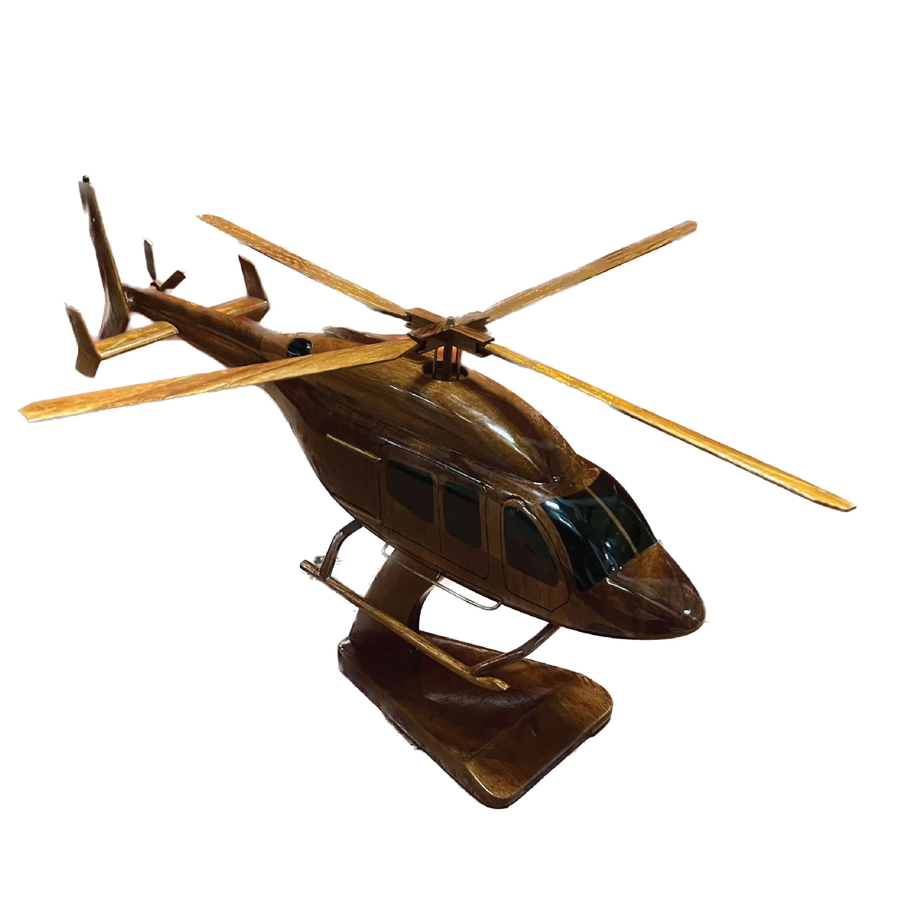 Bell 429 Mahogany Wood Desktop Helicopter Model