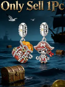 Pirate & Treasure Chest Charm, Single Piece Skull & Crossbone Design, Adventure Jewelry for Pandora Bracelet, Unique Accessory Gift Idea