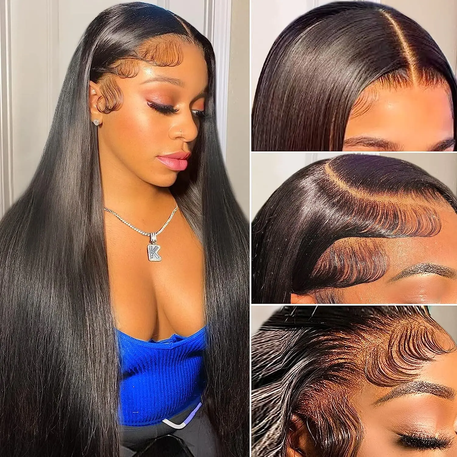 Silky Straight 4x4 Lace Closure Wig for Female, 180% Density Soft and Smooth Hair with Transparent Lace, Pre-Plucked and Clean Bleached Knots, Bleach Powder, Dye Cream