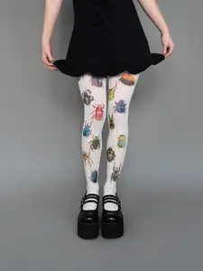 Y2K Style Graffiti Letter Print Slim Fit Knee High Socks, Harajuku Cosplay Cute Socks for Kawaii 2000s Emo Girls, Casual Stylish Socks