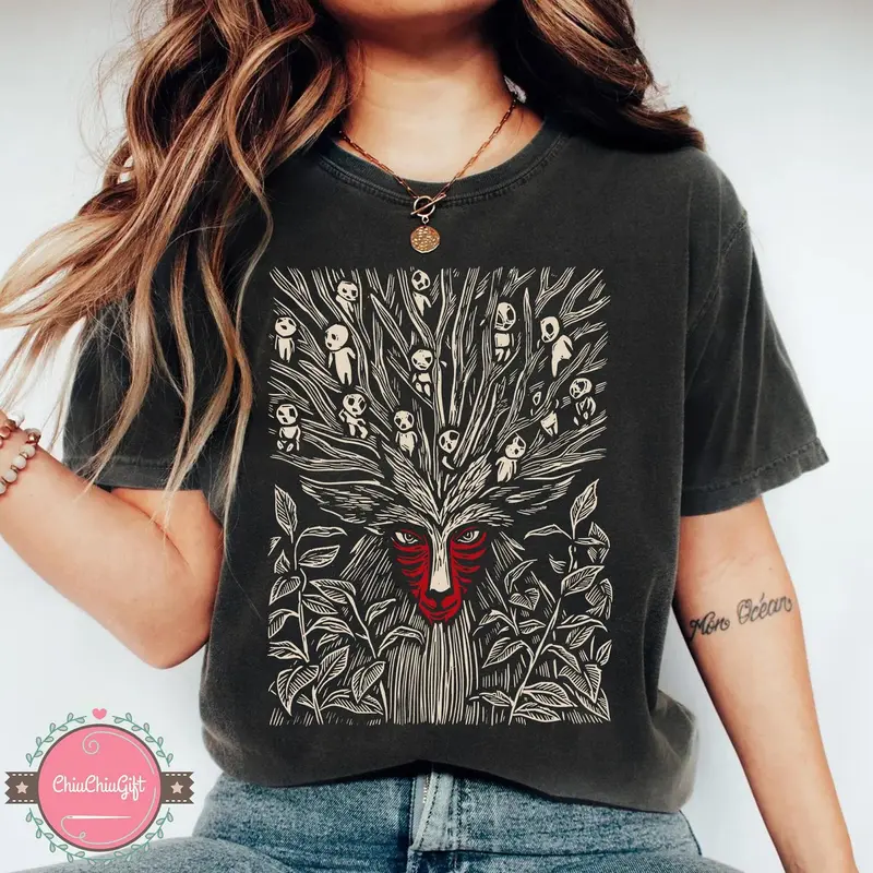 Princess Mononoke Forest Spirit Shirt, Sweatshirt, Hoodie, Studio Ghibli Shirt, Mononoke Shirt, Studio Ghibli Gift Shirt, Y2K T-Shirt, For Anime Lovers