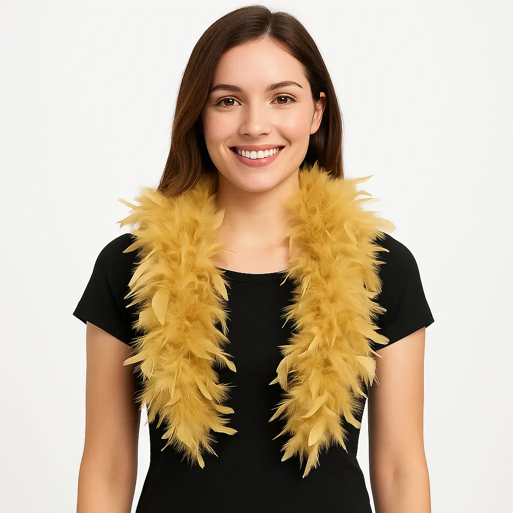 Glamorous Gold Feather Boa - 72" Costume Accessory Glamorous Gold Feather Boa - 72" Costume Accessory
