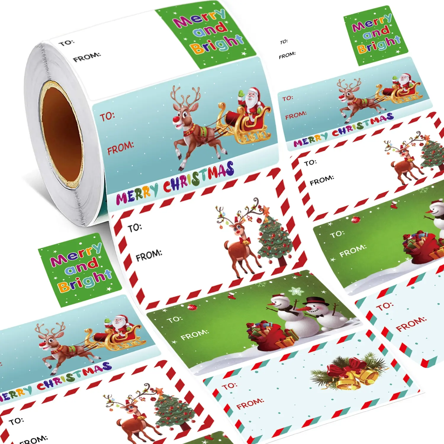 Christmas Festival Decorative Stickers Roll, 200 Pieces Self-Adhesive Labels, Sticky Labels, Gift Stickers Labels For Presents, Holiday Gift Wrapping Supplies, 2.95 X 1.6 Inches