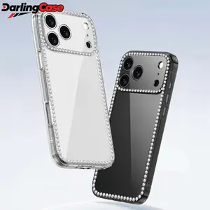 Darlingcase Straight Edge Clear Glitter Diamond Case for iPhone 17 Pro Max / 16 Pro, Bling Shiny Full Protection Cover