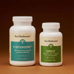 Real Mushrooms 5 Defenders & Ergo+ Bundle | Immune & Antioxidant Support | Immune Power | 100% Mushrooms, No Fillers
