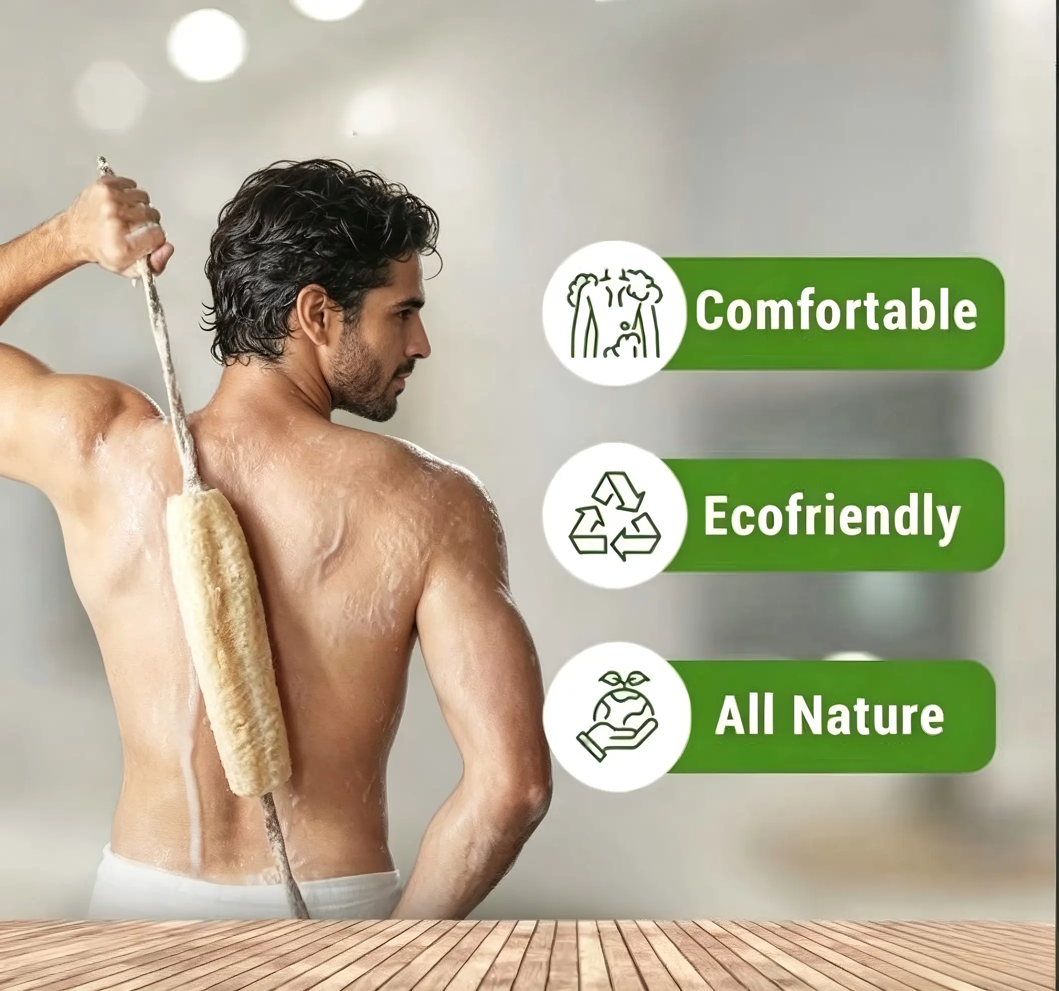 Natural Loofah Back Scrubber & Body Exfoliator–Whole Loofah with Handles 100% Plant-Based Eco Shower Sponge for Women & Men, Deep Cleansing & Gentle Skin Renewal