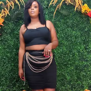 Black plus size 2pcs skirt set