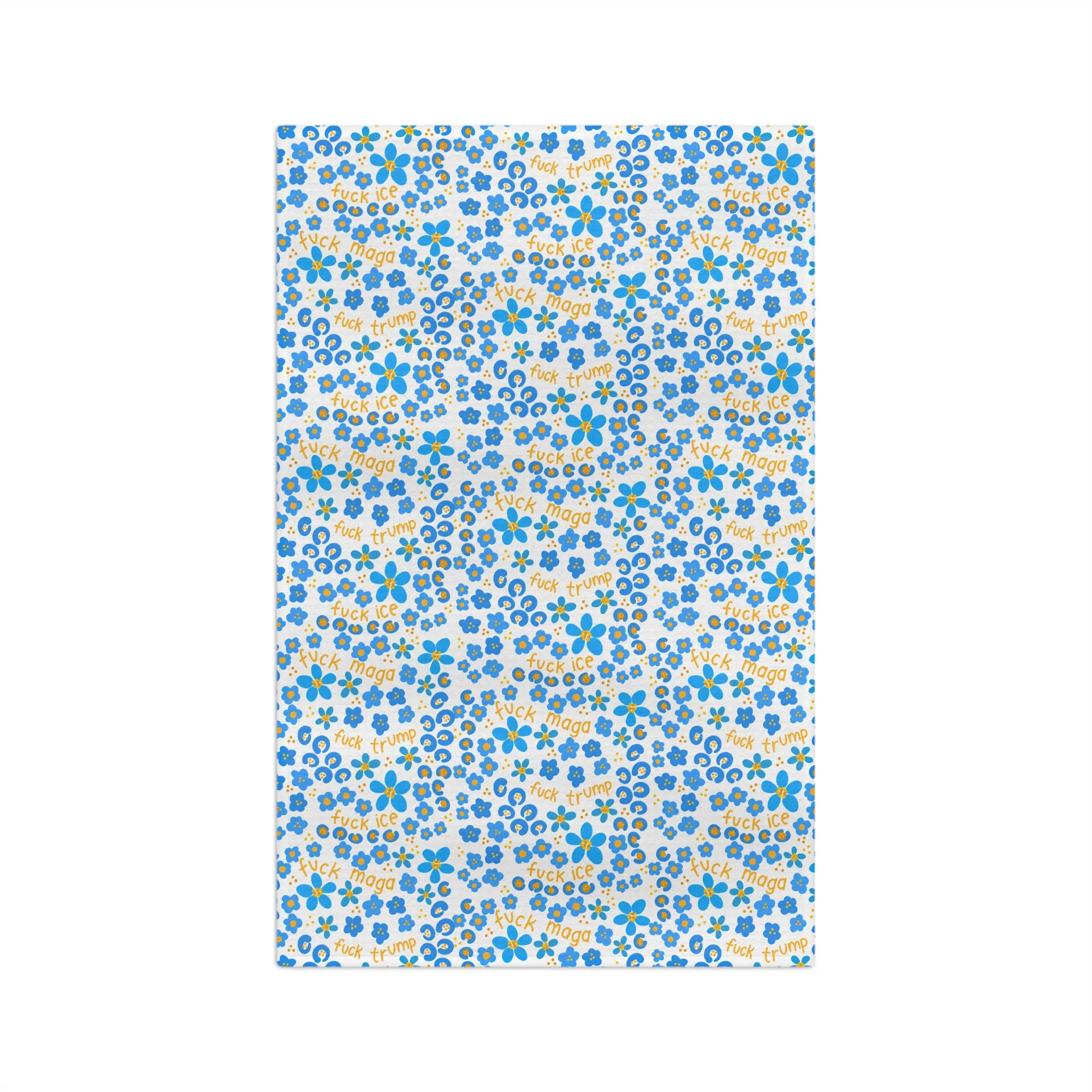 Slightly Subtle Ditsy Blue Floral Microfiber Tea Towel | Small Country Flower Pattern