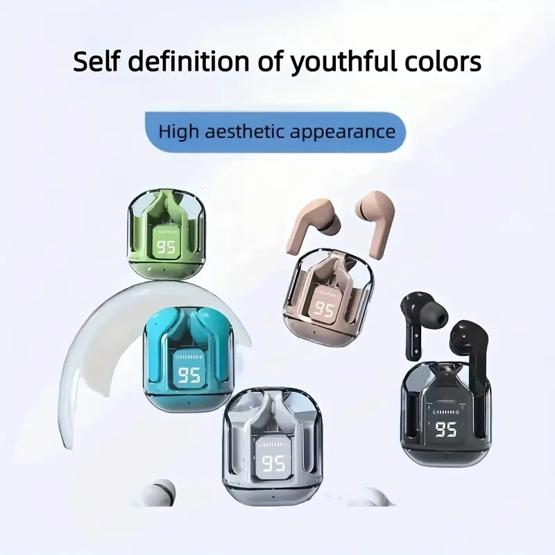 Bluetours Y26 Transparent Digital Display Wireless Earbuds with a Compact Design, USB-C Charging, Noise Reduction Features, Suitable for Sports, Music, Calls, And Videos. These Are Modern And Durable Wireless Earphones