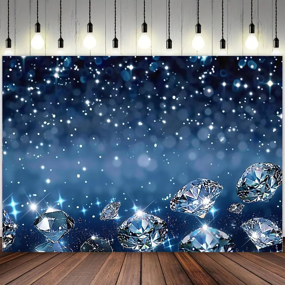 1pc 2D Flat Diamond-Embellished Sparkling Polyester Denim Party Banner Backdrop - Durable Fabric, No Electricity Required, for Weddings, Birthdays, Wedding