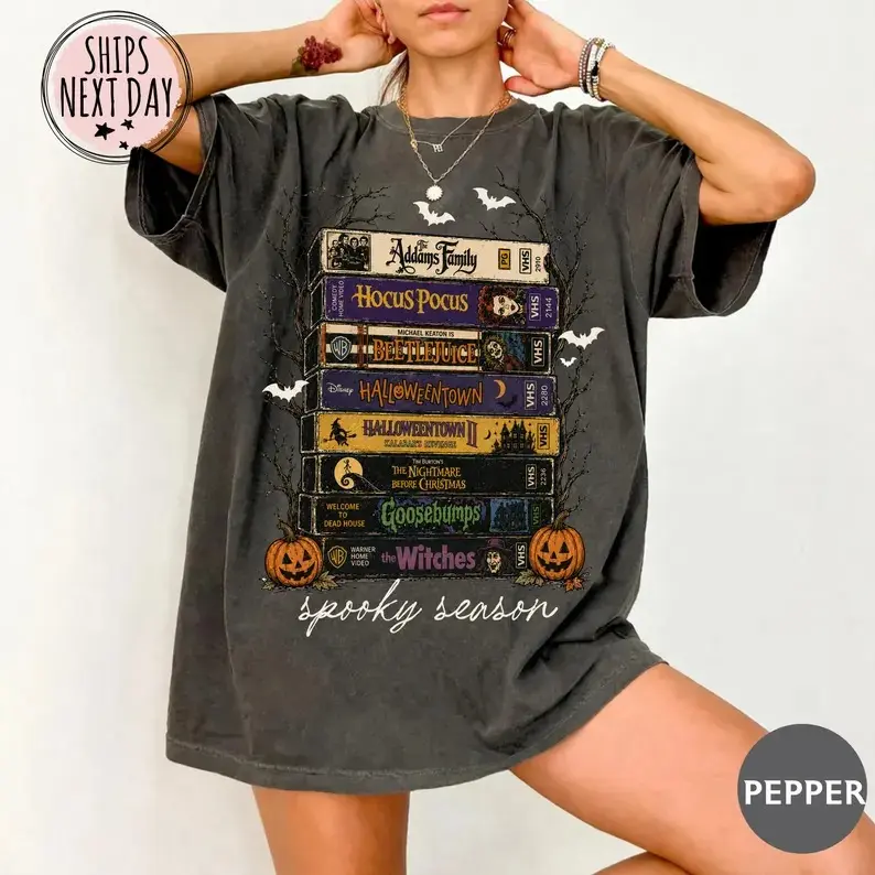 Comfort Colors Vintage Halloween VHS Tee - Retro Spooky Season T-shirt - Sweatshirt - Hoodie, Funny Horror shirt -Scary Movie Halloween Shirt