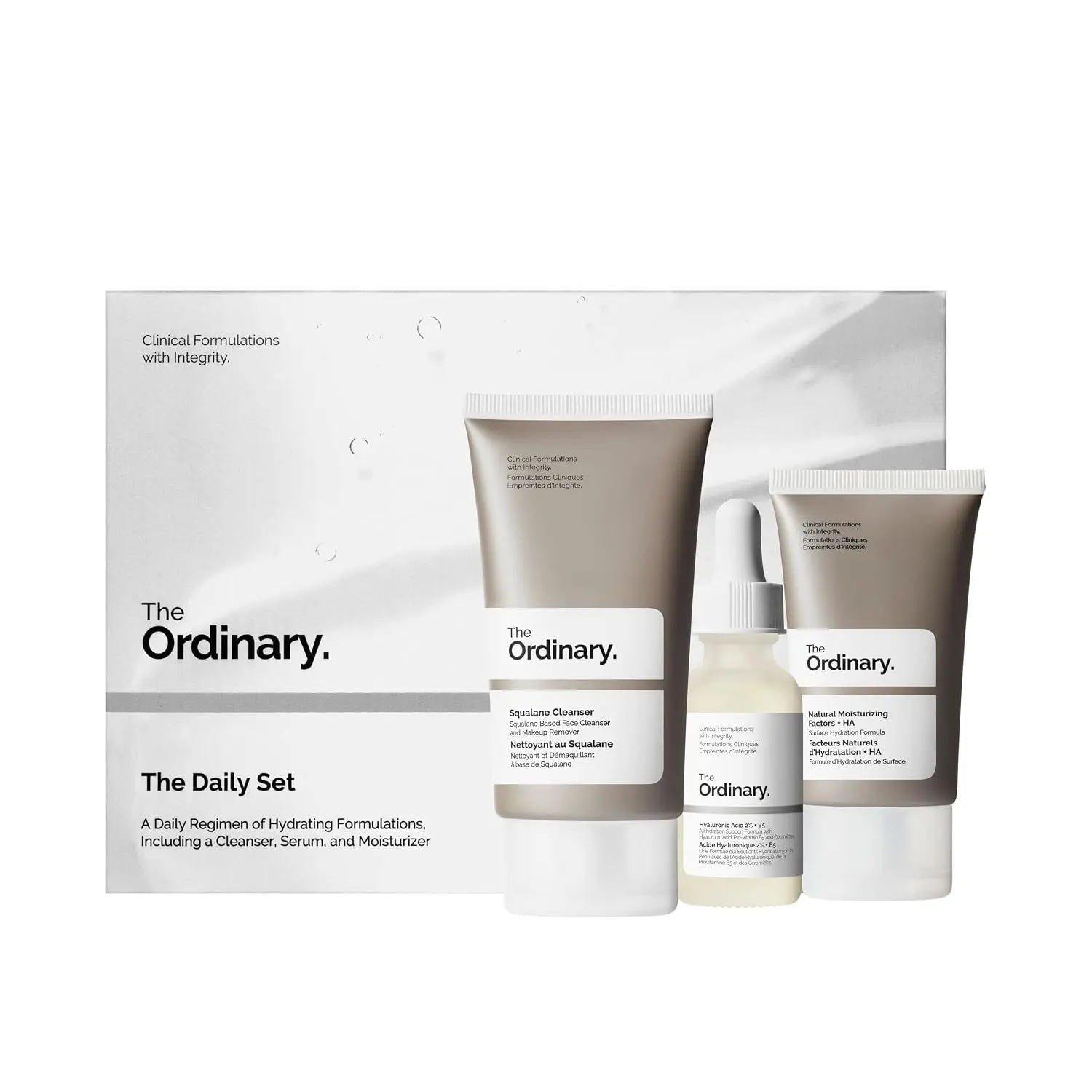 The Ordinary The Daily Set, Daily Skincare Routine with Squalane Cleanser, Hyaluronic Acid 2% + B5, and Natural Moisturizing Factors + HA |   Skin Care Set