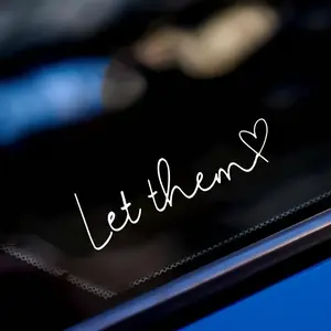 1PC Gentle Handwritten Style "Let them" Sticker - For car glass, healing backpacks, warm notebooks. With soft healing vibe, features handwritten font + heart (soft stroke + gentle style). A favorite for healing style lovers!