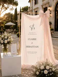 Personalized Linen Wedding Banner | Custom Fabric Welcome Sign for Ceremony & Reception | Rustic Boho Modern Wedding Décor