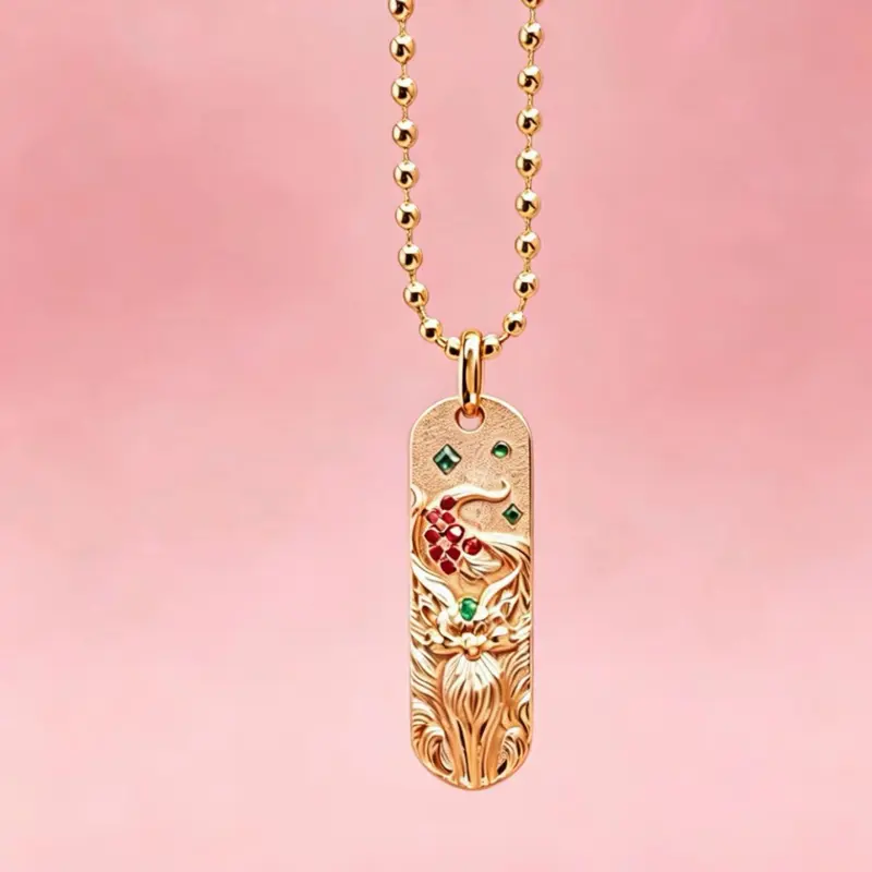 9-Tailed Fox Themed Alloy Pendant Necklace, Qingqiu Oriental Decorative Statement Jewelry
