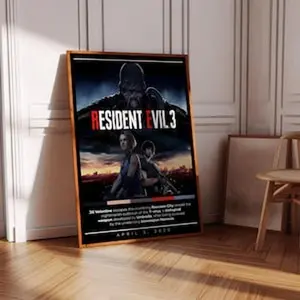 Resident Evil 3 Poster Print | Gaming Poster | 3 Colors | Gaming Decor | Video Game Poster | Gaming Gift | Video Game Print | Gaming Cover