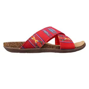 LAMO Womens Leyla Southwest Slide Casual Sandals Casual Low Heel 1-2" - Red