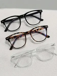 Classic Simple Style Unisex Glasses Set, Trendy Casual Eyeglasses, 3 Pairs Square Round Frame, Suitable for Back-To-School, Daily Life, Office Use, Square Frame Eyeglasses