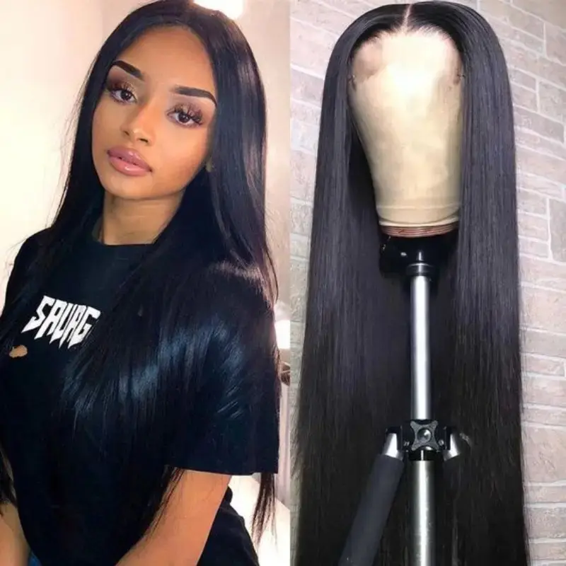 Straight Lace Front Wigs Human Hair 13x4 Transparent Lace Frontal With Baby Hair 200% Density Brazilian Virgin Human Hair Wig With Natural Color Hairline