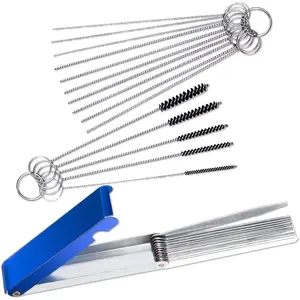 Carburetors Carbon Dirt Jet Remove Cleaner 13 Cleaning Wires Set + 10 Cleaning Needles + 5 Nylon Brushes Tool Kit for Motorcycle ATV Moped Welder Carb