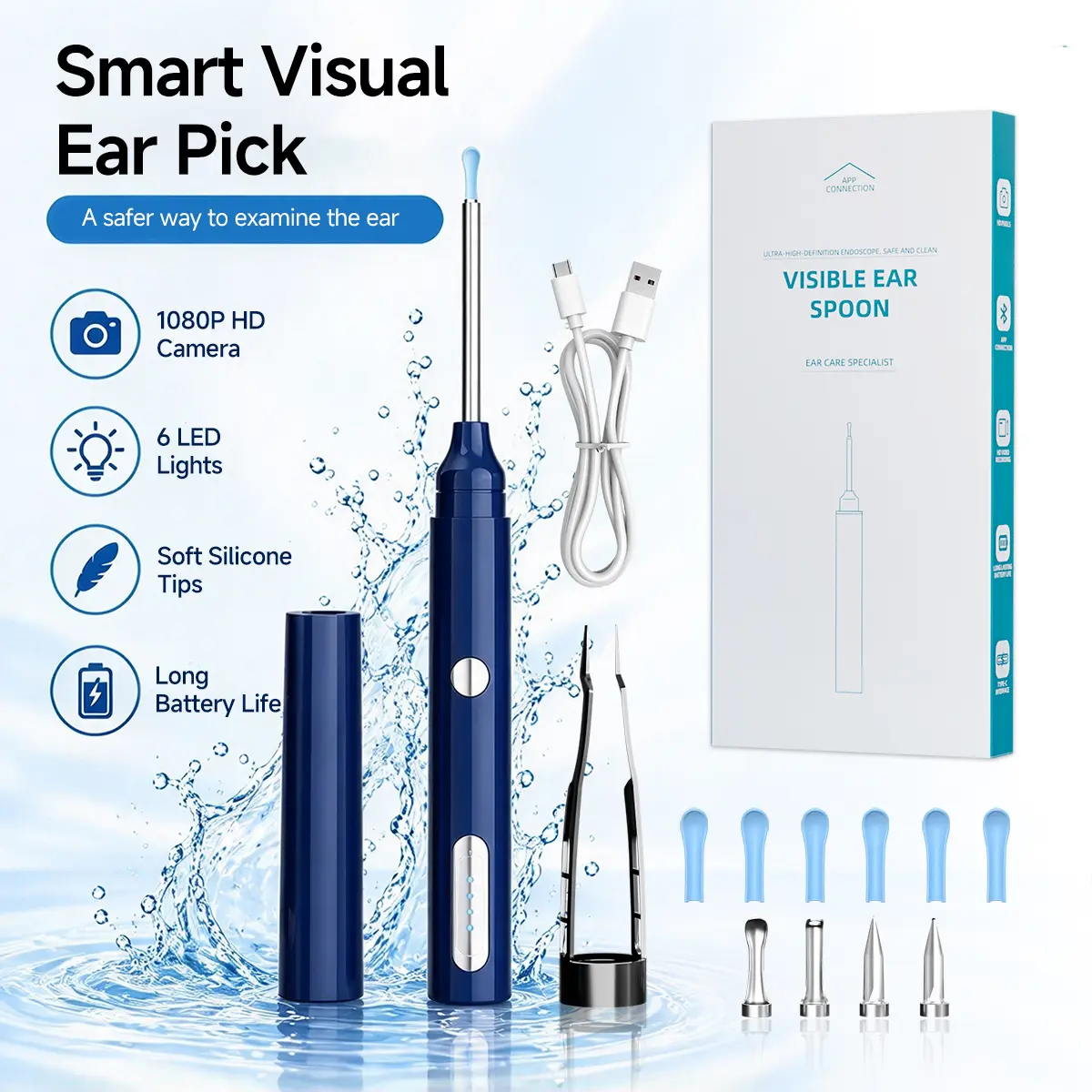 Waterproof Earwax Removal Endoscope Kit - 1-Tap Android & iOS App Connect, Stainless Steel Head, Complete Ear Cleaning Tool (Beauty & Personal Care, Eye & Ear Care)