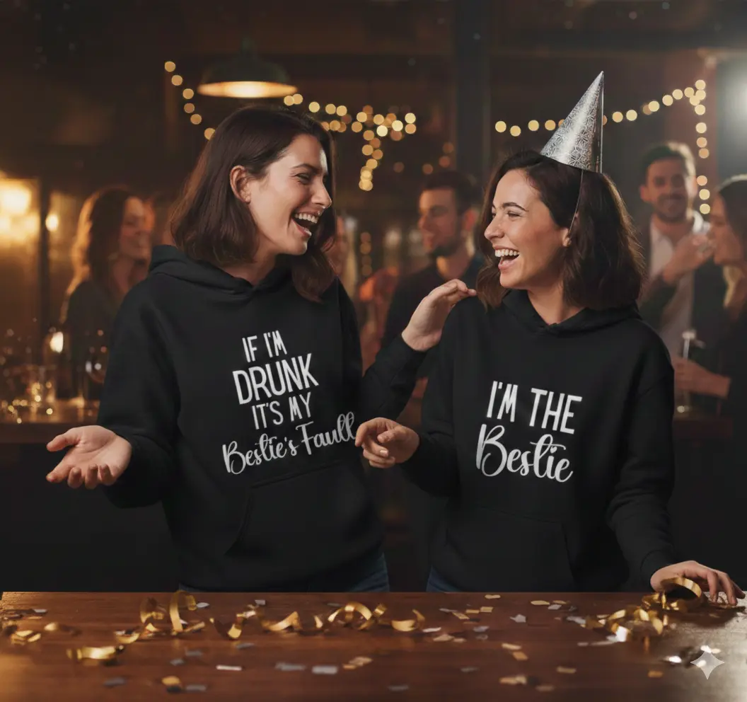 Matching Bestie Hoodies, If I'm Drunk, Blame my Bestie and I'm The Bestie Hoodies for Best Friends, Funny Bestie Hoodies Womenswear Sweatshirts