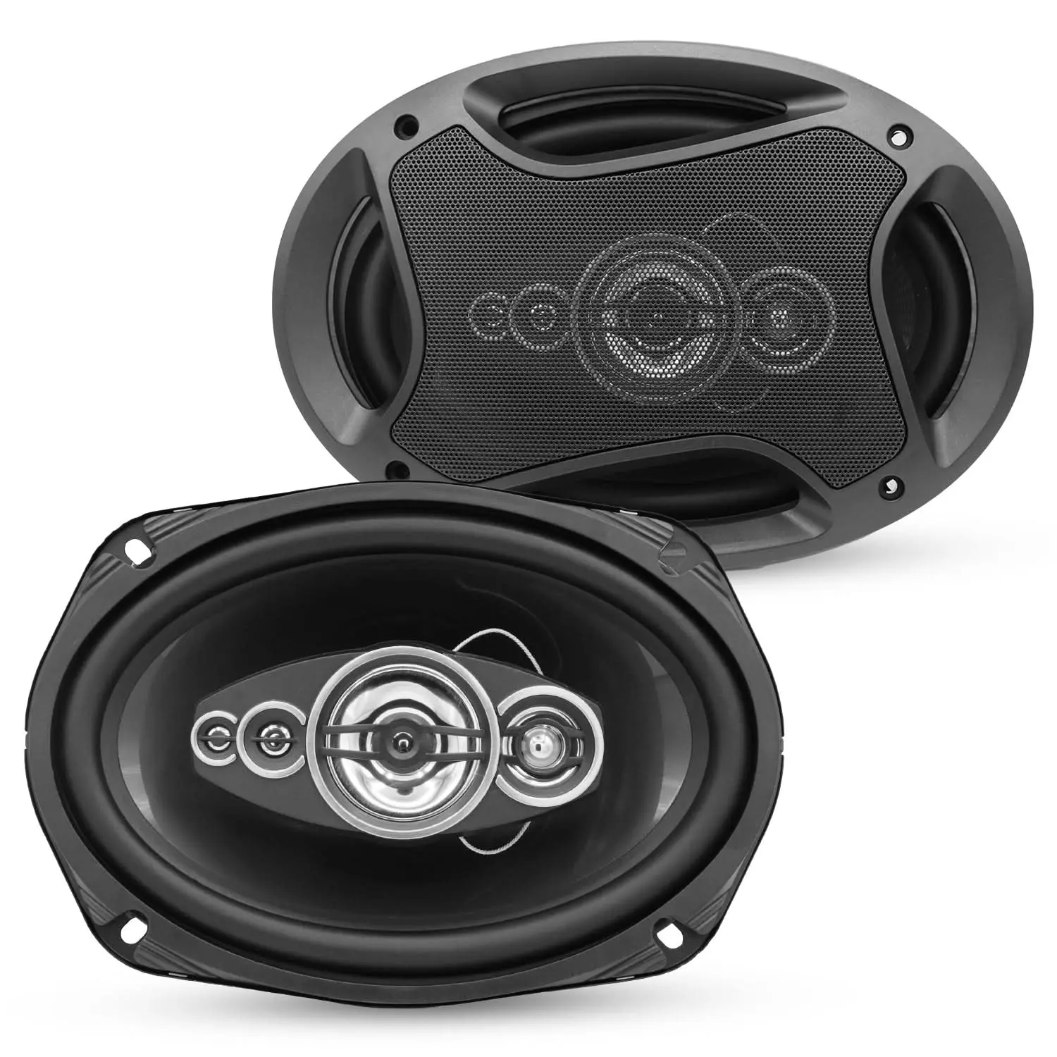 5 Core 6x9 In Coaxial Car Speaker Pair Set, 800W Peak 4 Ohm Impedance 4-Way Full Range Vehicle Stereo Door Speakers with Tweeters & Rubber Cone - CS 69 4W, Coaxial Speaker, Easy Mount