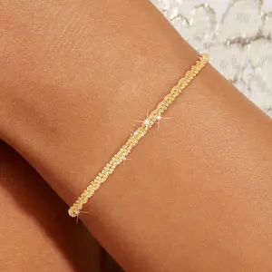 TASISO Cute Cubic Zirconia Crystal Bracelet Handmade Rhinestone Diamond Chain Trendy Wedding Jewelry for Women Water-resistant Hypoallergenic Eco-Friendly