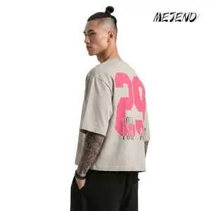 MeJend 12oz Max Heavyweight Cropped Tee, 100% Cotton, Casual Crewneck Tshirt, Mens Graphic Tees, MeJend Boxy tee, Thick Fabric tshirt Streetwear