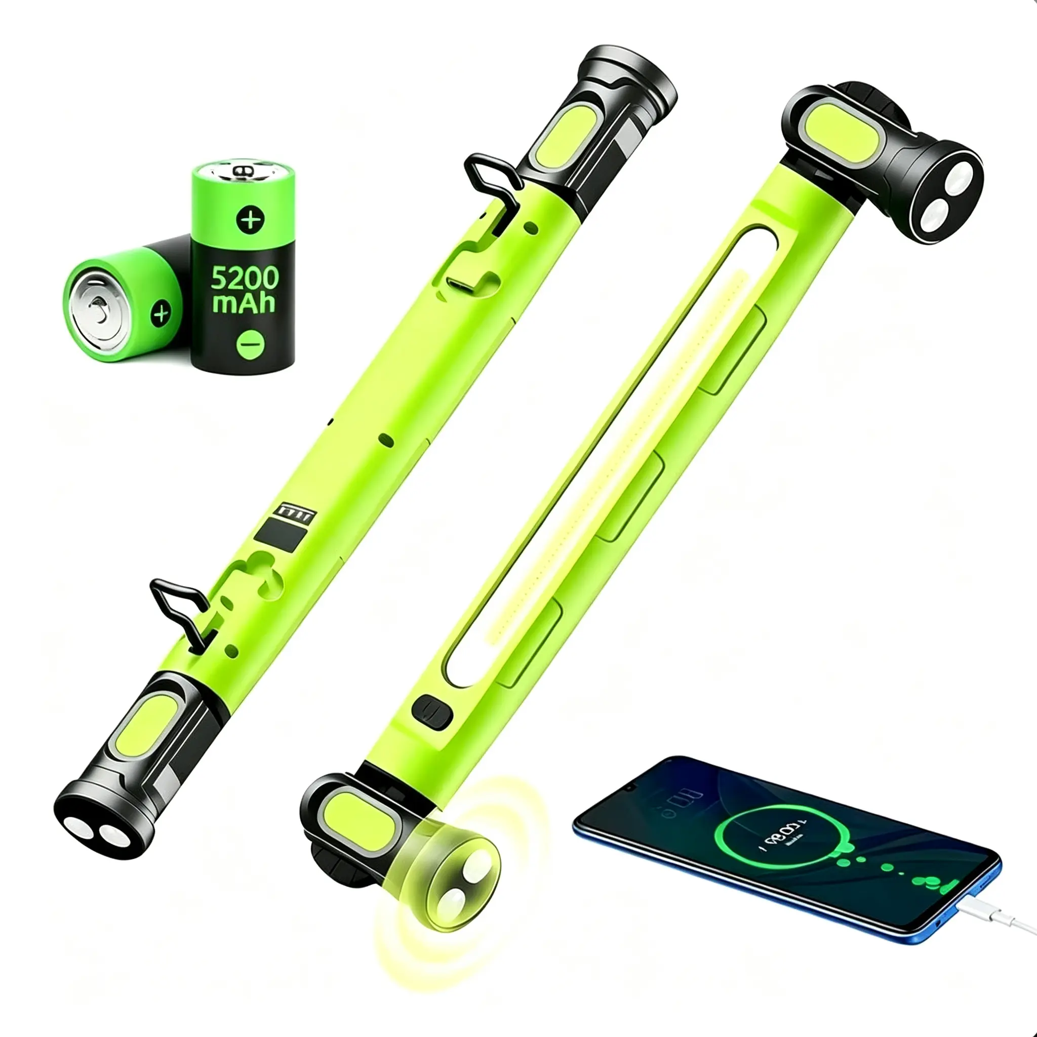 Under Hood LED Work Light Bar - 3000LM Cordless Rechargeable Light with Magnetic Hooks, 5200mAh Cordless Power, USB Rechargeable, Single Pack for Mechanics & Car Repair