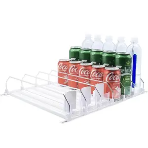 SUNDAY MIRTH Drink Dispenser for Fridge Pusher Glide, Spring Loaded Fridge Drink Organizer, Self Pushing Soda Pop Can, water bottle, Organizer for Refrigerator, Beer Bottle Beverage Organizer Drink Holder Racks Slide