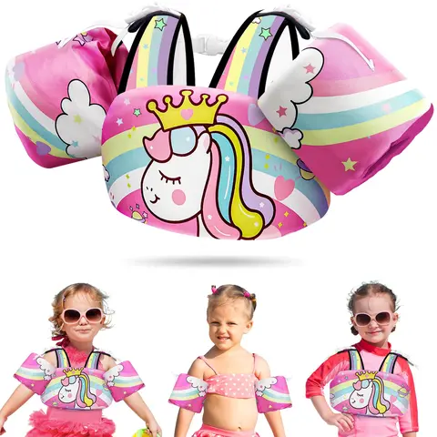 [BackToSchool] Vvinca Toddler Swim Vest for Kids, Puddle Jumper Floaties Jacket with Adjustable Crotch Strap and Shoulder Straps, Available for 1-3 Years 13-30 lbs & 2-6 Years 22-66 lbs, Ideal for Lake, Beach & Summer Pool Party#tiktokshopsummersale, Poly