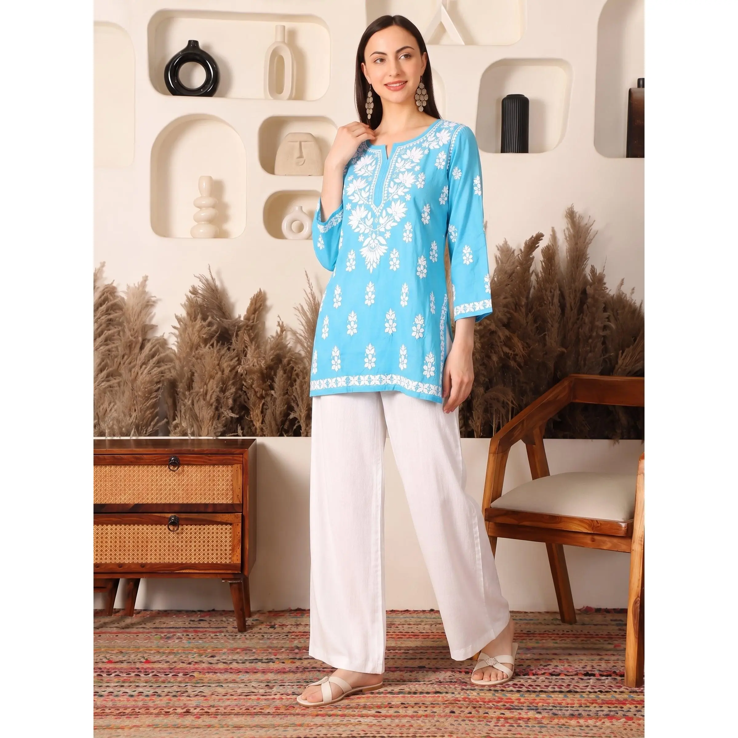 Ghaara Modal Blue Chikankari Kurta