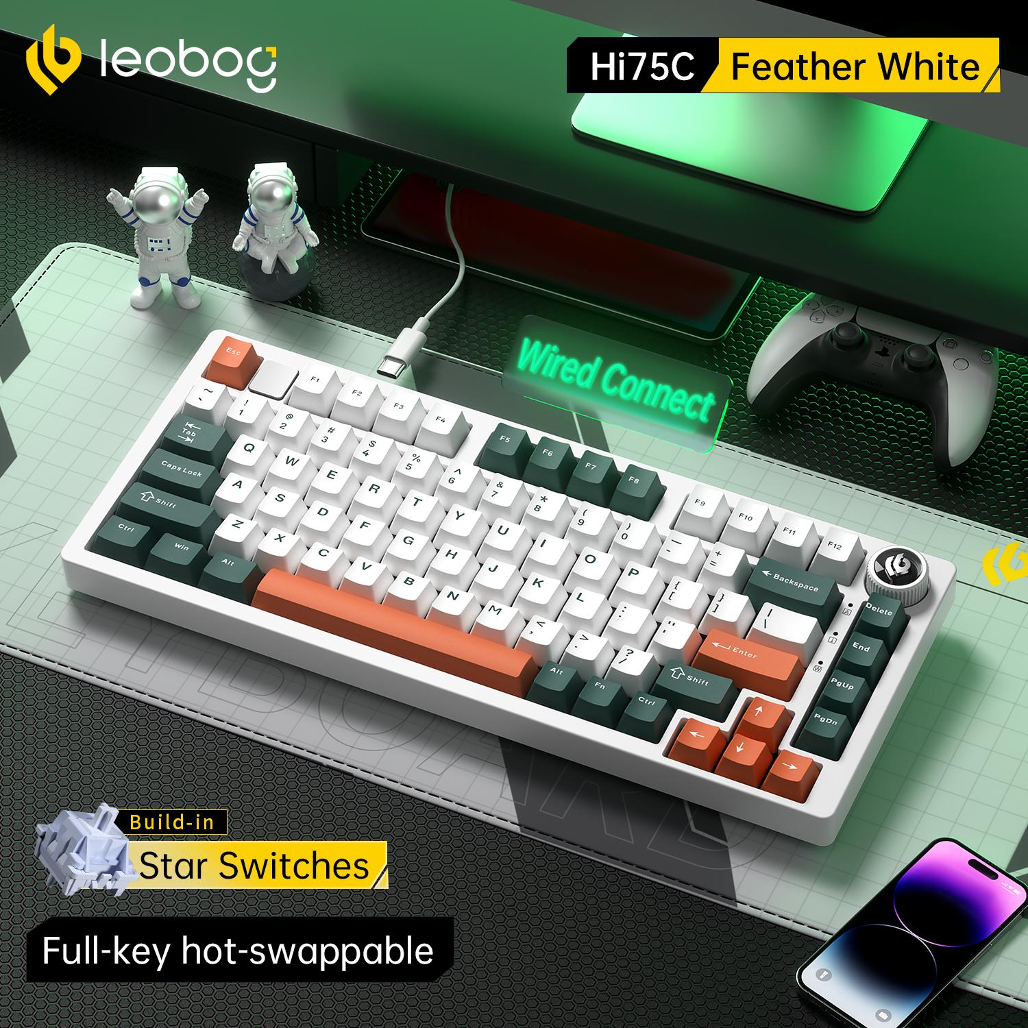 LEOBOG Hi75C Premium Customizable Triple-Mode Keyboard: Features brand-new switches, over 333 hours of battery life, 17 lighting effects, a smooth typing exp keyboard