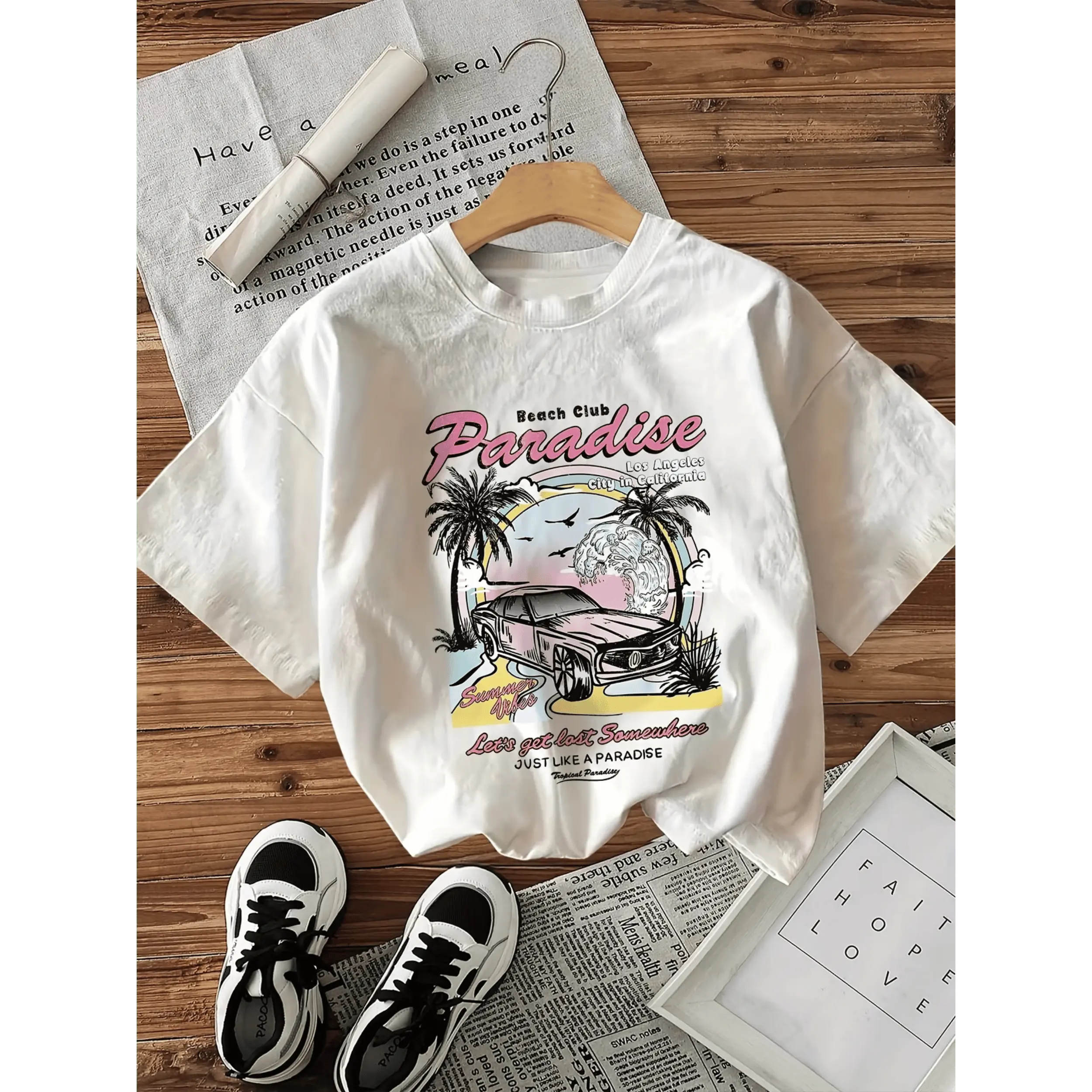 Gildan Women's and Men's T-shirt, Vintage Paradise Beach Club Graphic Tee, Vacation Outfits, Unisex Gift For Men Women T-shirt, Top for Summer & Spring Menswear Womenswear Streetwear
