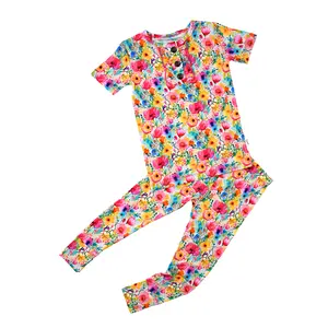 Ariana RUFFLE TWO PIECE Soft Floral Bamboo Lounge Set for Kids
