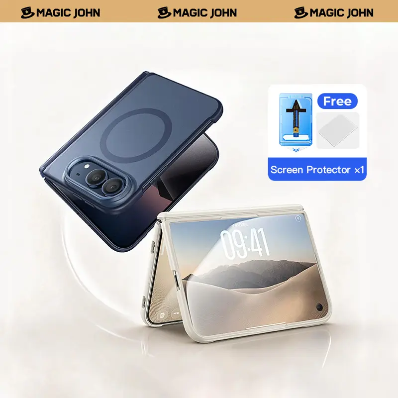 MAGIC JOHN Case for iPhone Duo, MagSafe-Compatible Soft-Touch Matte Protective Case with Full Hinge Coverage, Shock-Absorbing Front Frame and HD Tempered Glass Protector,techvibes