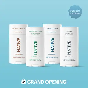 NATIVE Aluminum-Free Deodorant Stick Discovery Set – 4-Pack, 2.65 oz, 72HR Odor Protection