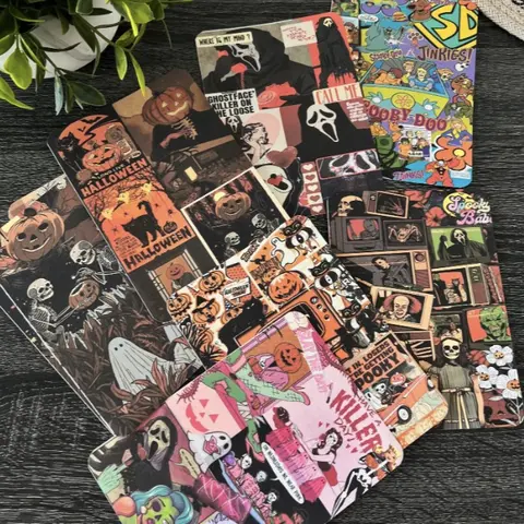 Vintage Halloween-Themed Pattern Easy-to-Use Inserts for Kindle, Durable Cardstock Accessory, Removable Personalized Accessory, Fits Oasis Colorsoft Covers & Paperwhite Skins, 8 Designs, Switch Up Look Gift for Book Lovers