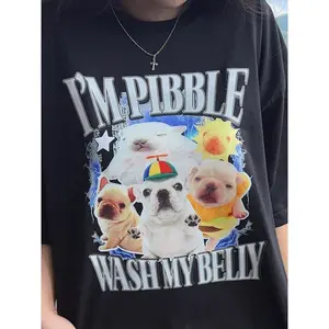 I'm PIBBLE Wash my belly Bootleg Comfort Color Tee Shirt - Unisex Heavy Cotton Tee - Iconic Moment Merch, Funny Meme Graphic Shirt, Vintage Retro Aesthetic Top, Trendy Streetwear Outfit, Viral Internet Pop Culture Tee Casual Round Neck Womenswea
