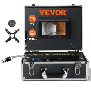VEVOR Sewer Camera,  , 100 ft/30 m, 7" Screen Pipeline Inspection Camera with DVR Function, Waterproof IP68 Camera, 12 pcs Adjustable LEDs, with a 16 GB SD Card for Sewer Line, Duct Drain Pipe Plumbing