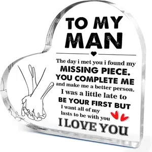 Romantic Gift for Boyfriend/husband, Birthday Thanksgiving Christmas Present, Acrylic Heart Decorative Plaque, Home Decor, I Love You Sign Board